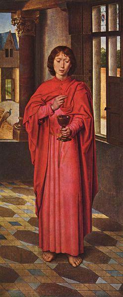 Hans Memling Marienaltar des Sir John Donne of Kidwelly, rechter Flugel: Evangelist Johannes oil painting picture